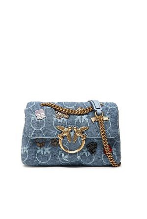 MINI LOVE BAG PUFF VARSITY PINS – light blue