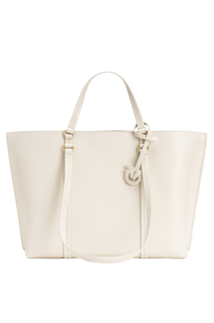 LARGE TUMBLED LEATHER SHOPPER BAG - white