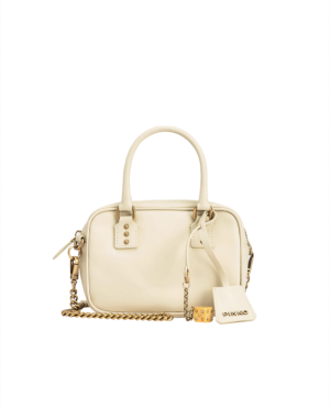 MINI BOWLING BAG IN LEATHER - white