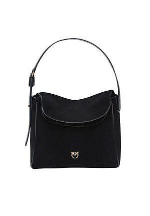 CLASSIC LEAF BAG HOBO IN TUMBLED LEATHER - black