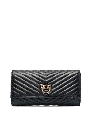 LOVE BIRDS QUILTED WALLET - black